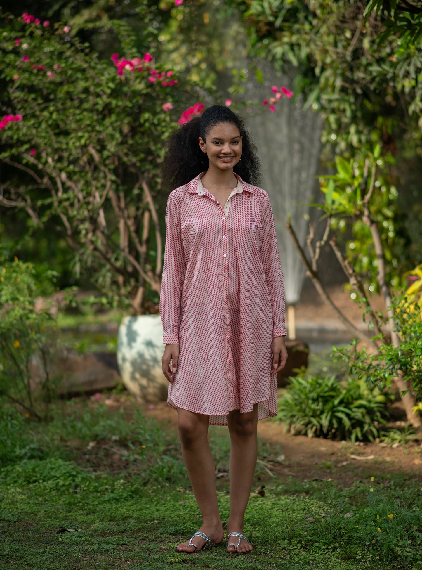 Cairo Dress : Laurel Dotty Pink Voile