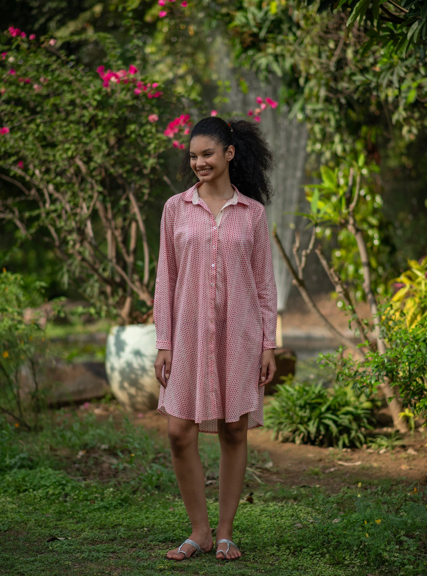 Cairo Dress : Laurel Dotty Pink Voile