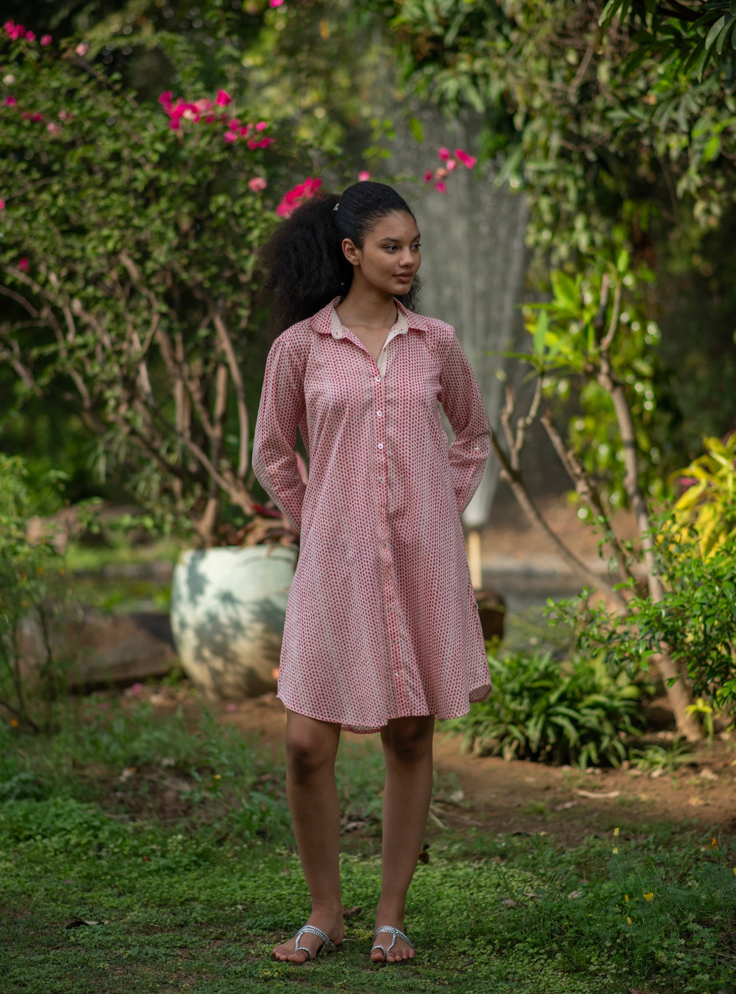 Cairo Dress : Laurel Dotty Pink Voile