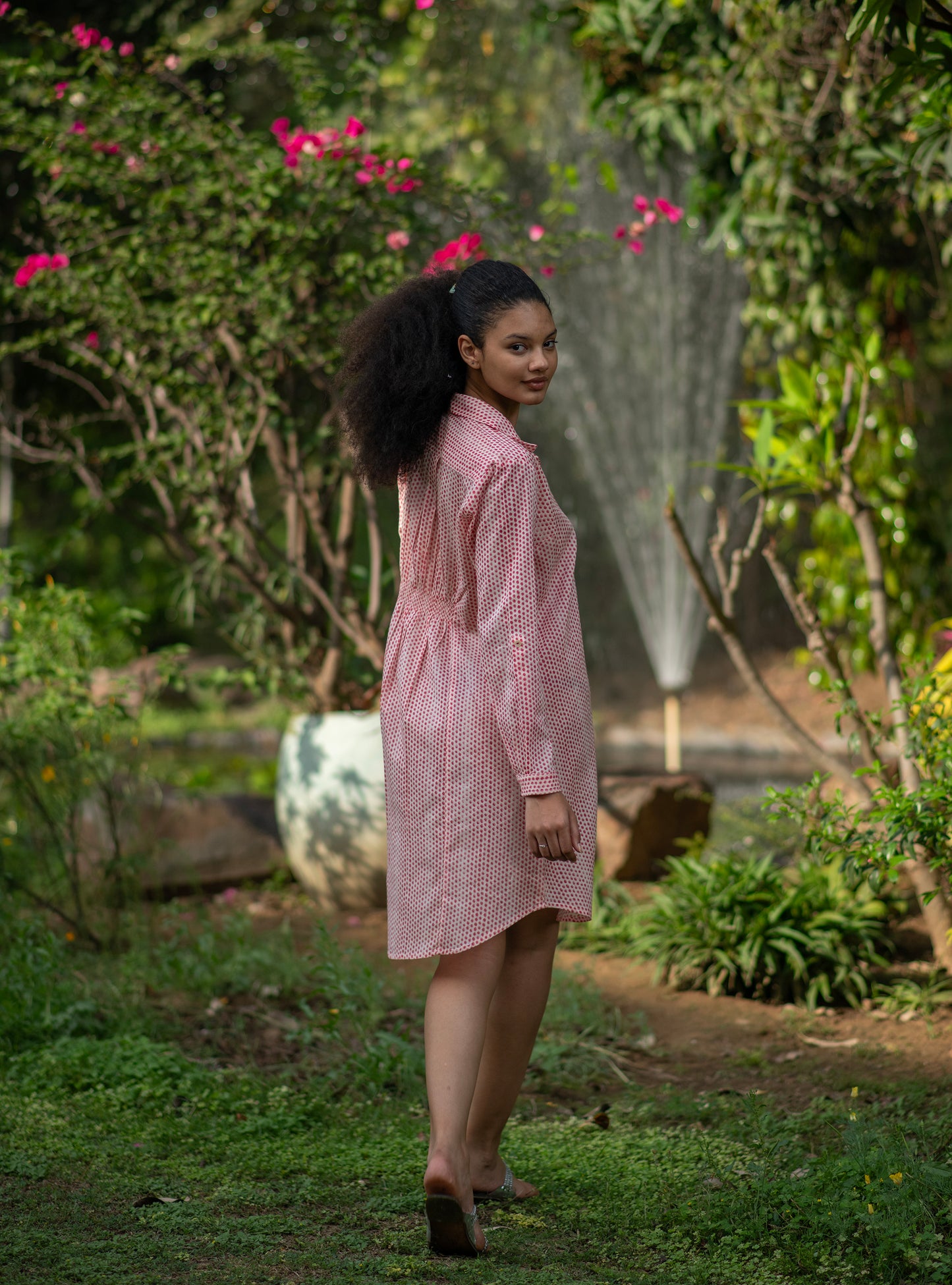 Cairo Dress : Laurel Dotty Pink Voile