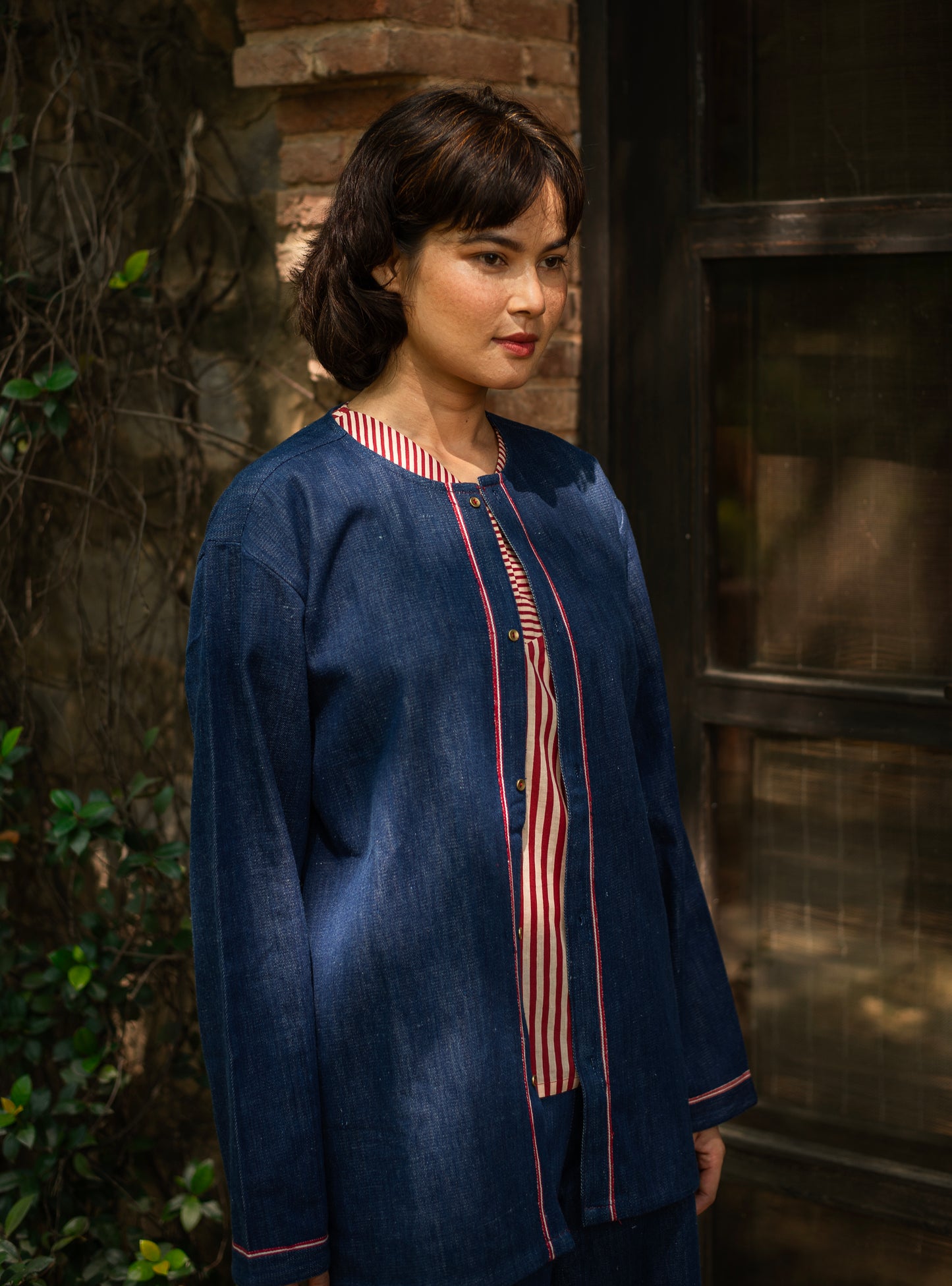 Calico Shrug : Handspun Navy Denim