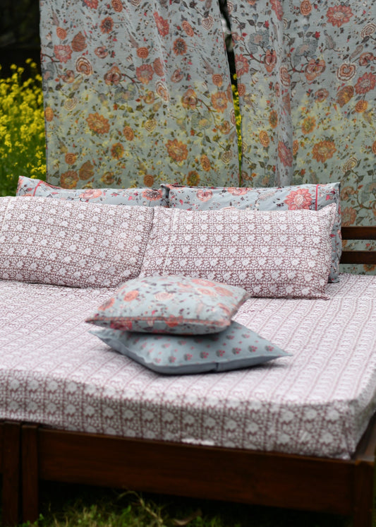 Printed Flat Bedsheet : Camryn Mocha Cambric