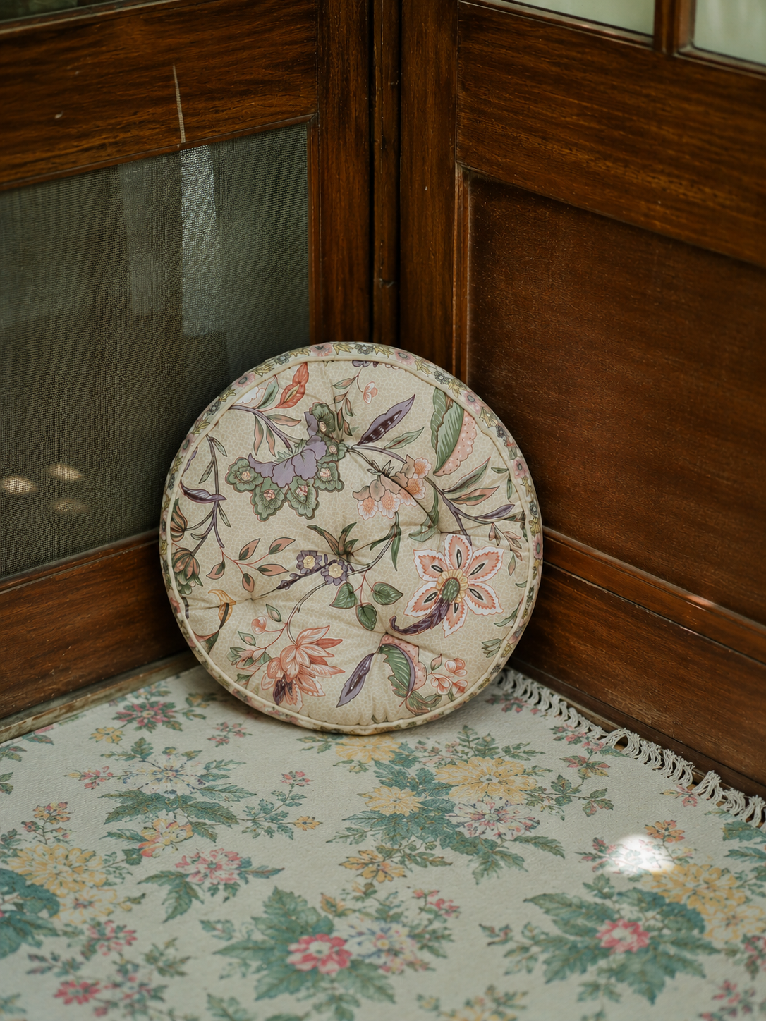Printed Floor Cushion : Kerala Cream Sheeting
