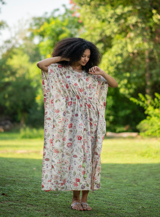 Classic Kaftan : Floral Primrose Voile