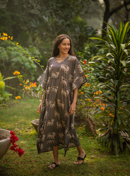 Classic Kaftan : Tiger Black Voile