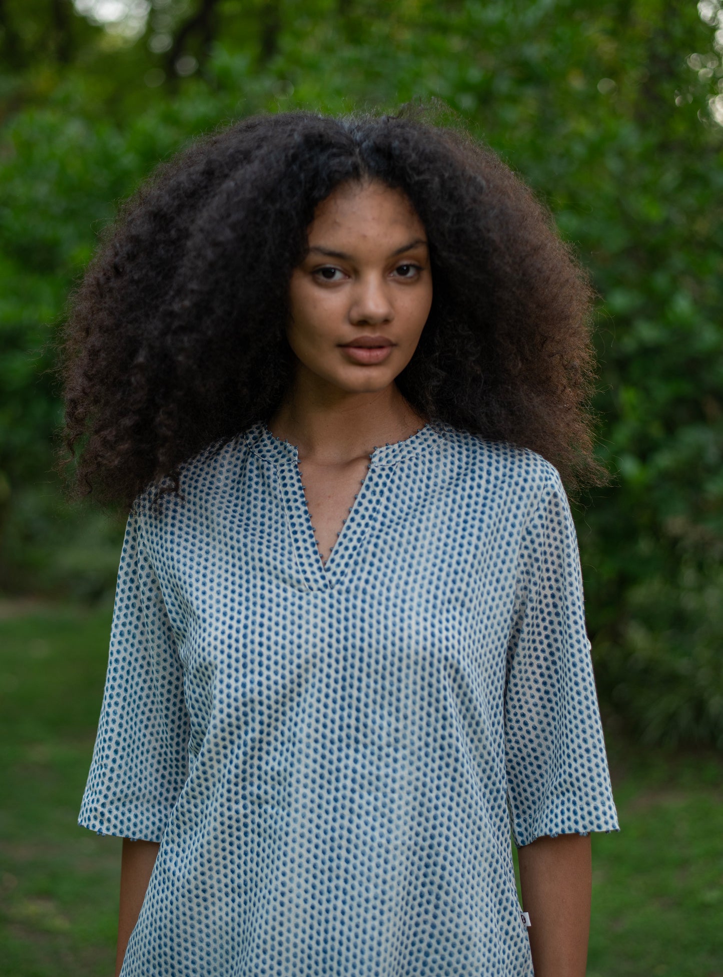 Cloudy Top : Laurel Dotty Blue Voile