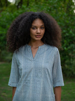 Cloudy Top : Laurel Dotty Blue Voile