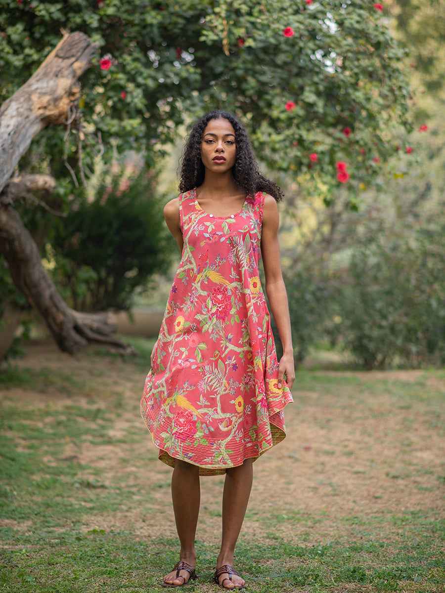 Ann Dress : Bird Coral