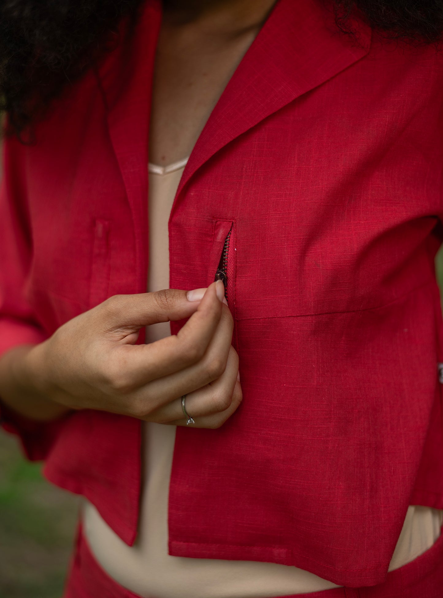 Crop Shrug : Solid Coral Slub