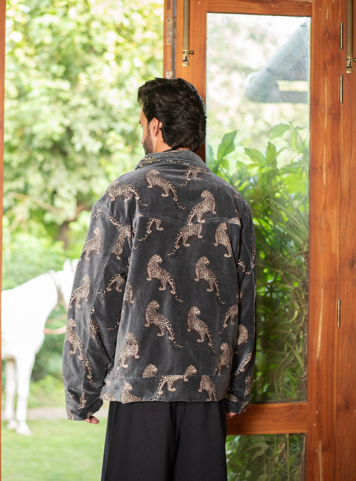 Cruise Jacket : Leopard Grey Velvet