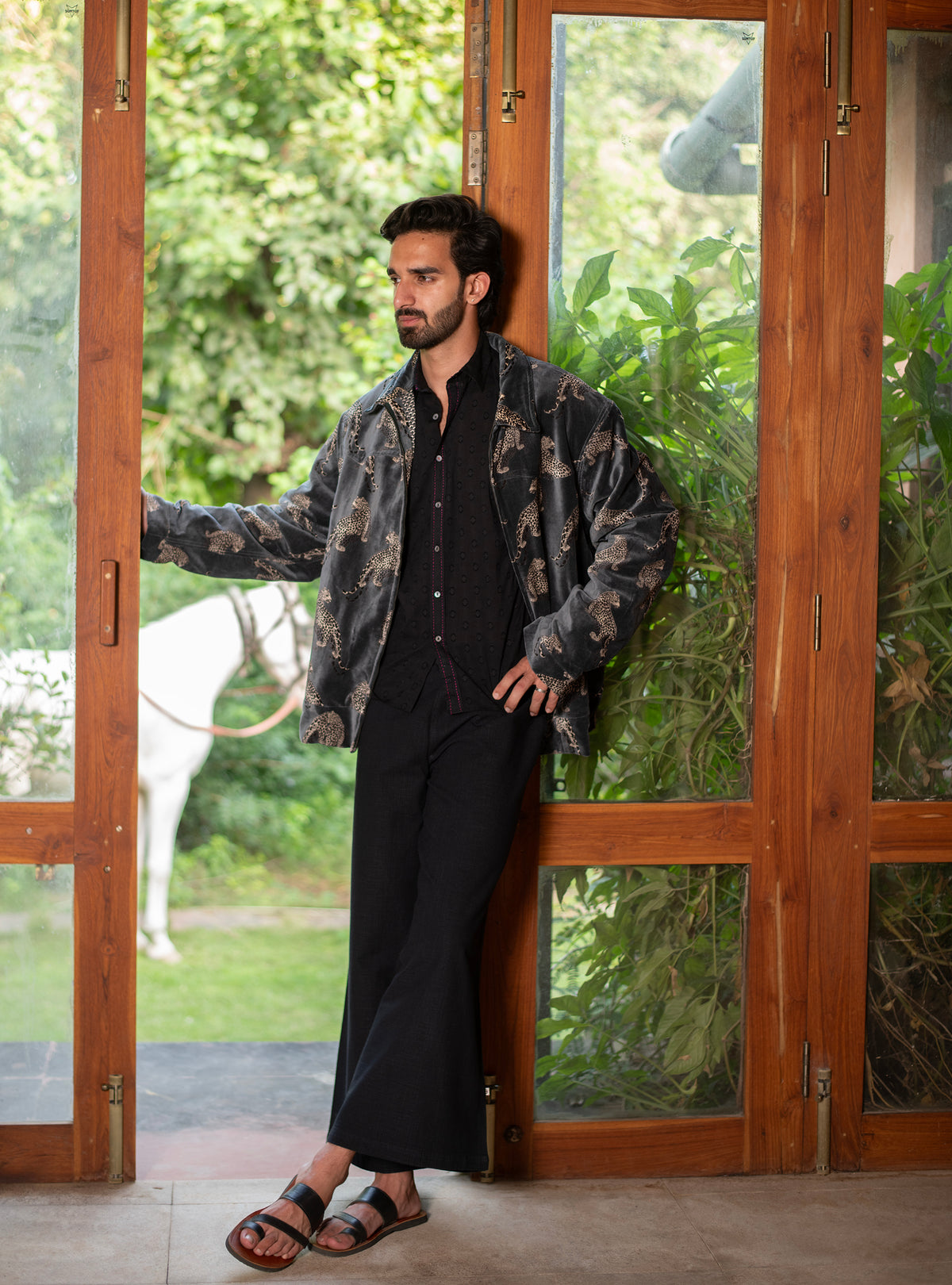 Cruise Jacket : Leopard Grey Velvet