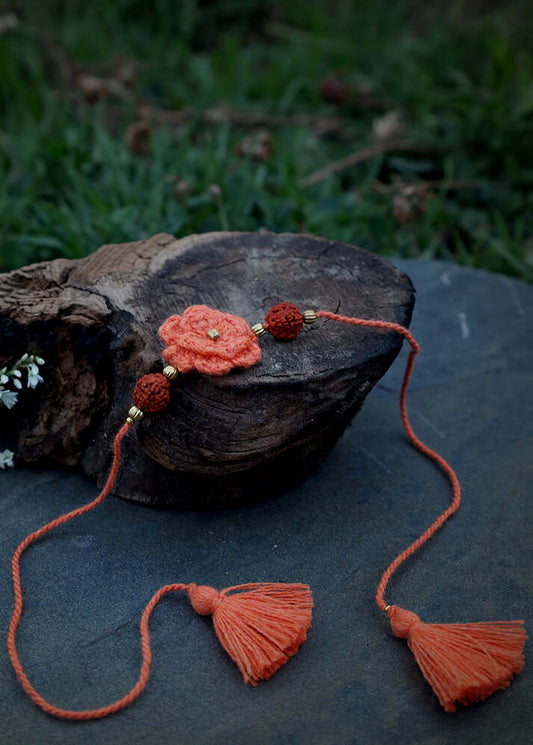 Rakhi : Orange Moti Rudraksh