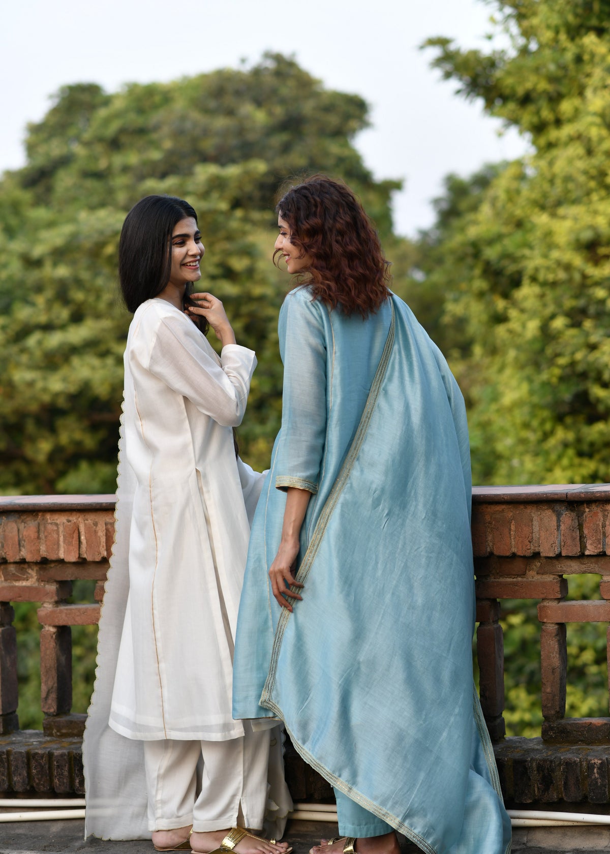 Embroidered Dupatta : Powder Blue Chanderi