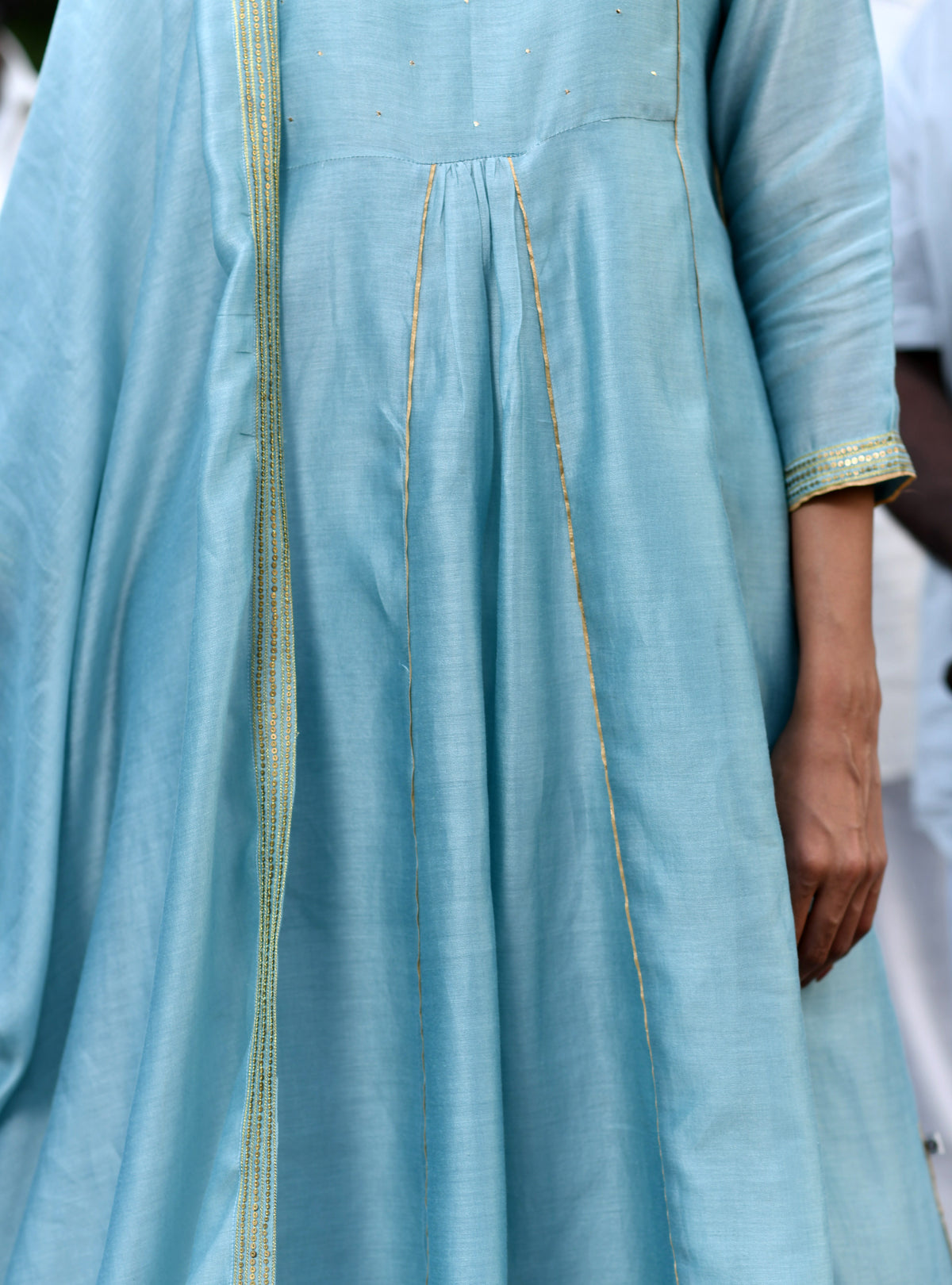 Devi Anarkali : Wrap Powder Blue Chanderi