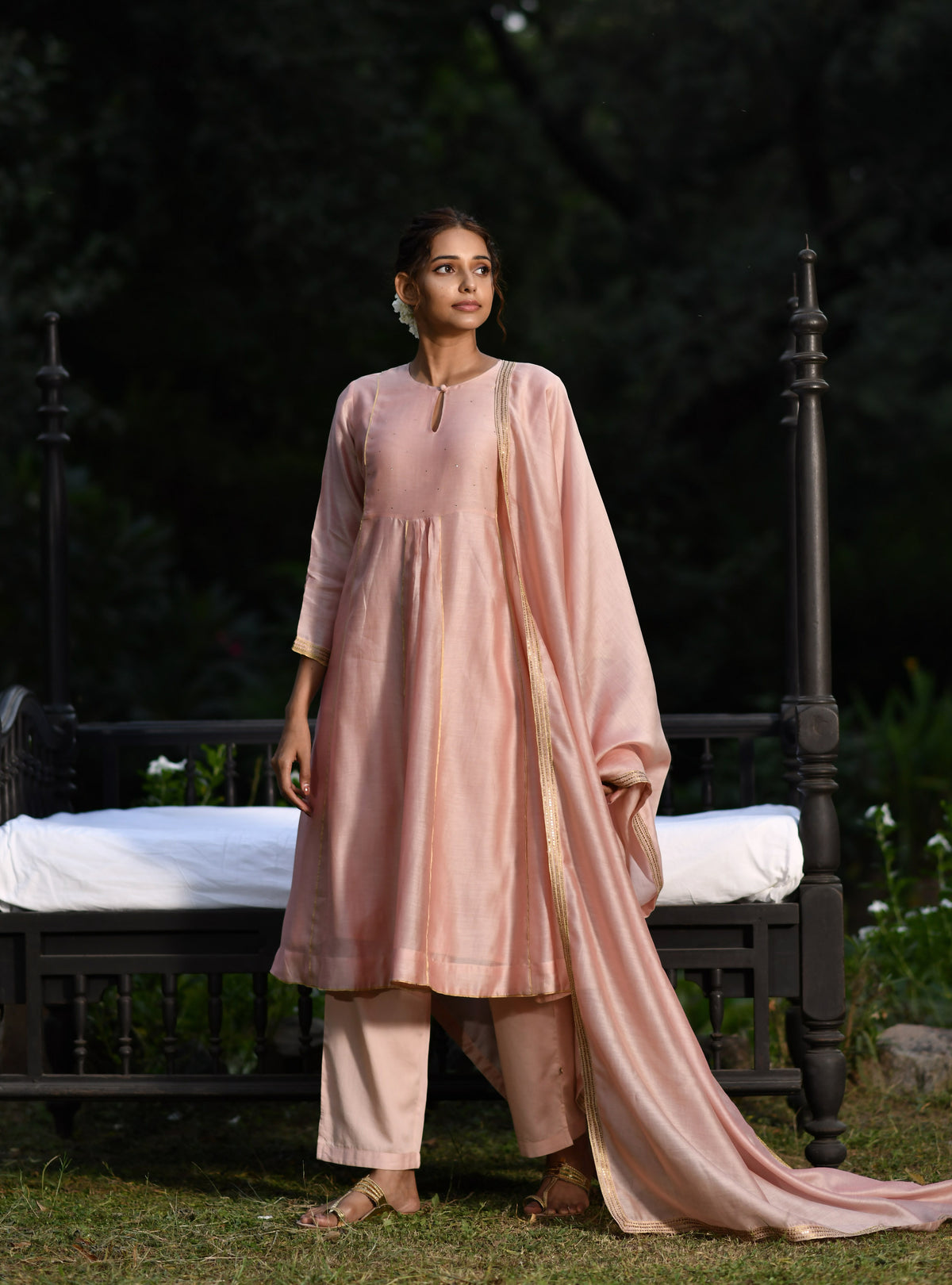 Devi Anarkali : Wrap Pink Chanderi