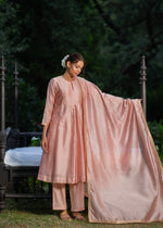 Embroidered Dupatta : Pink Chanderi