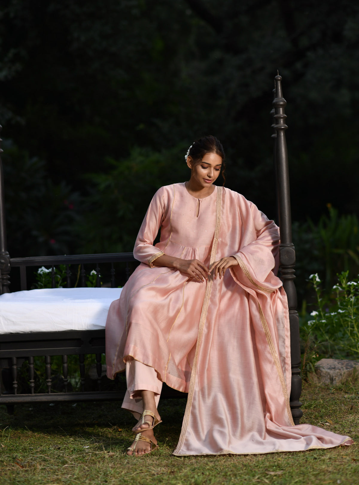 Devi Anarkali : Wrap Pink Chanderi