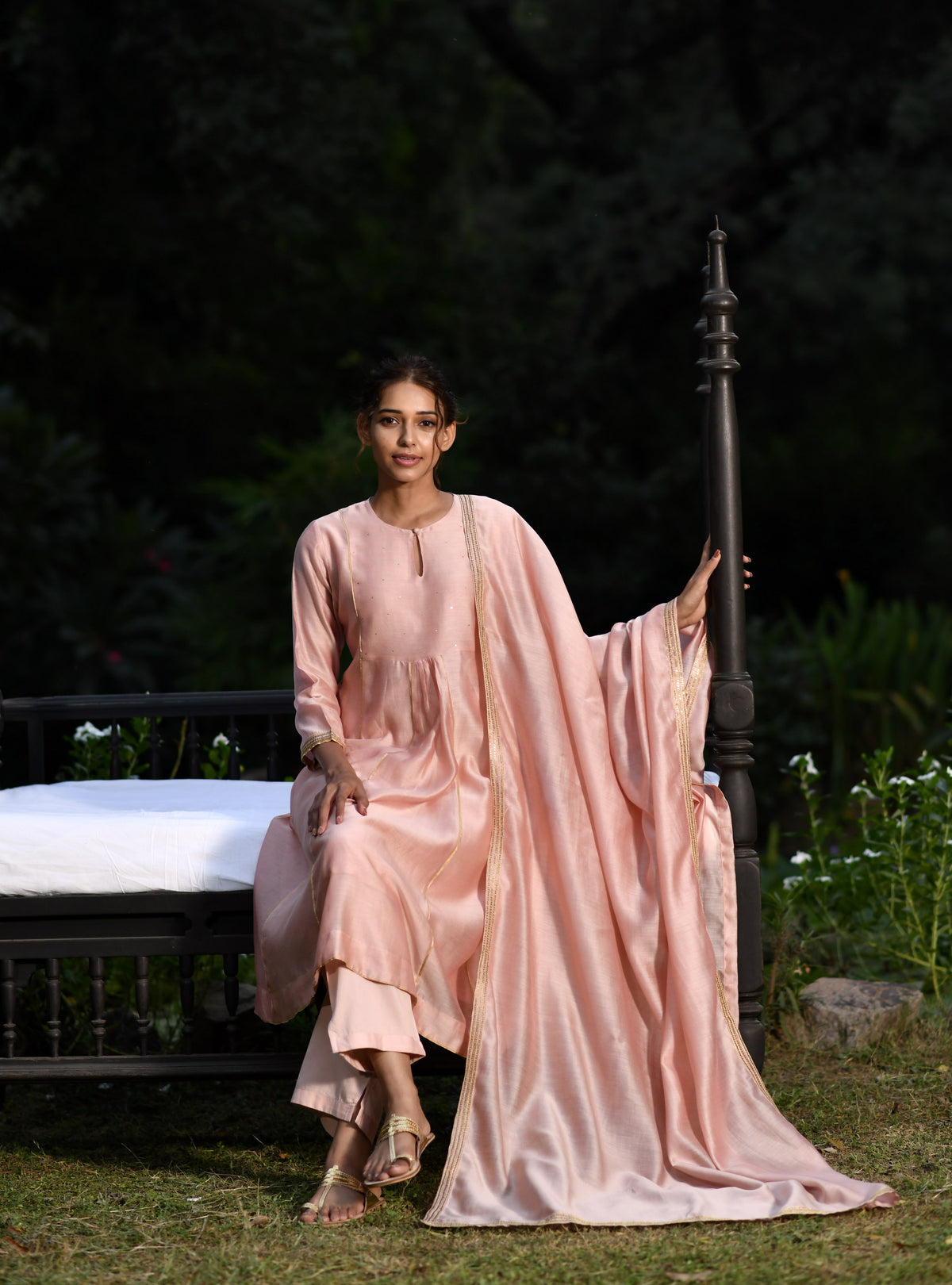 Devi Anarkali : Wrap Pink Chanderi