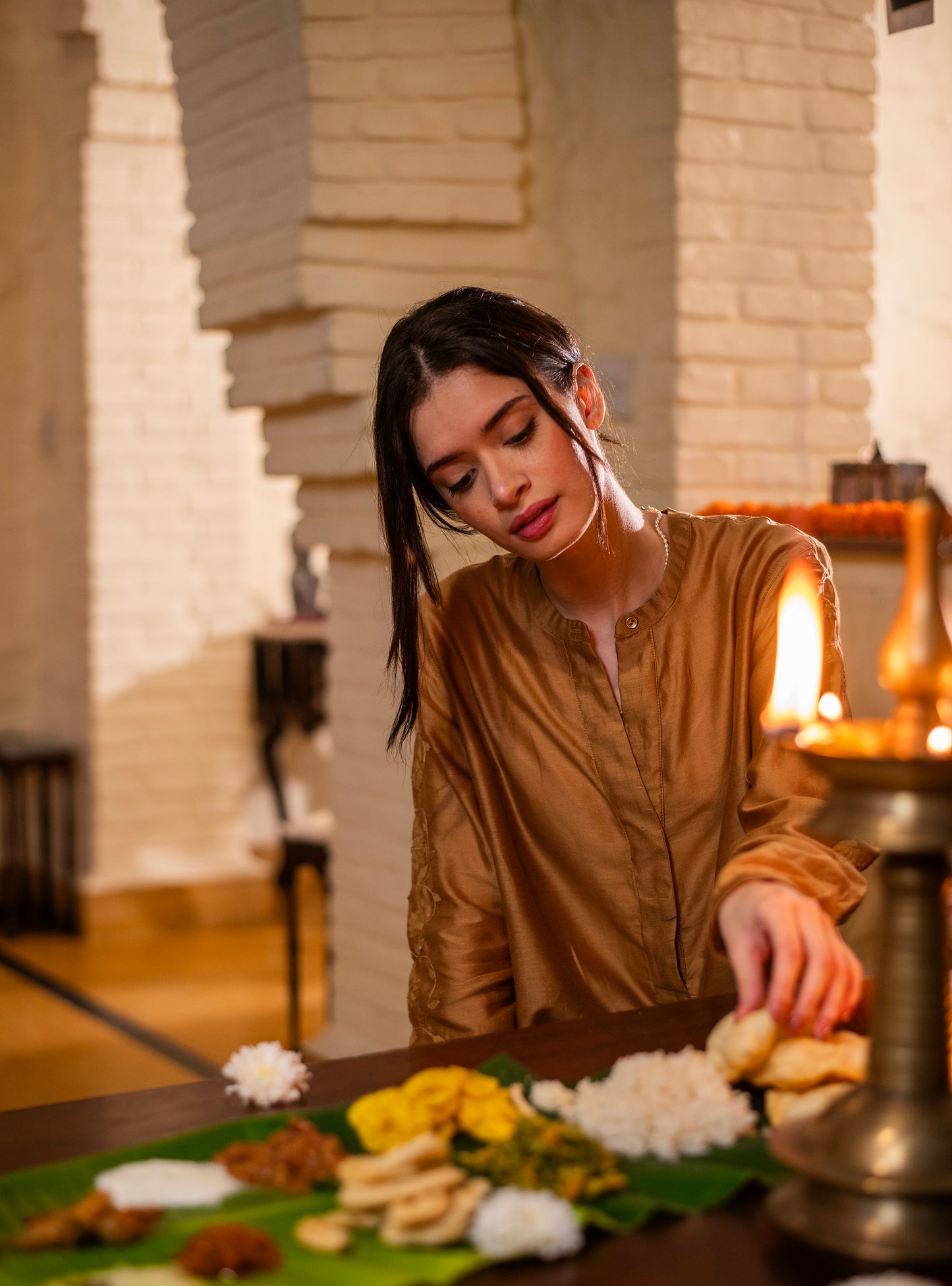 Aqila Top  : Hand Applique Gold Chanderi