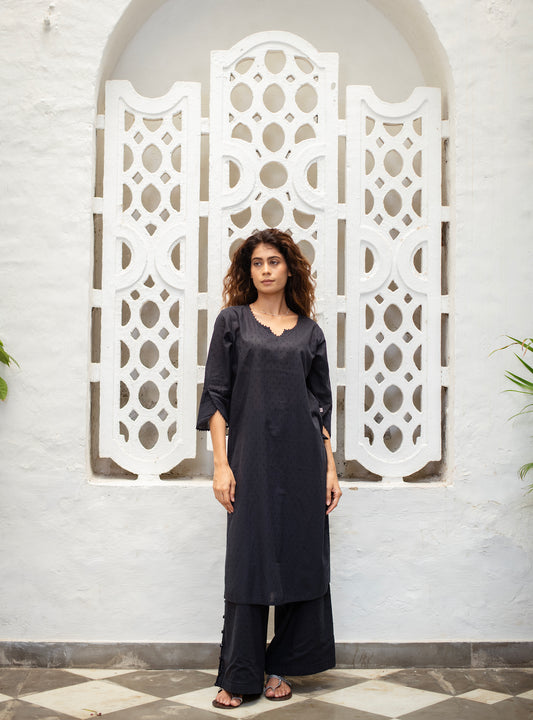 Blake Pant : Solid Black Swiss Dot Voile