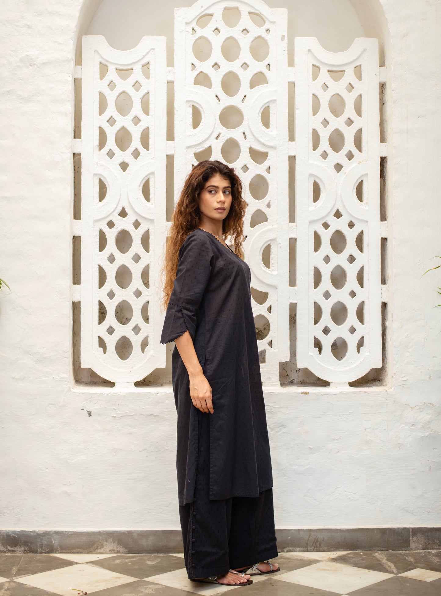 Blake Pant : Solid Black Swiss Dot Voile
