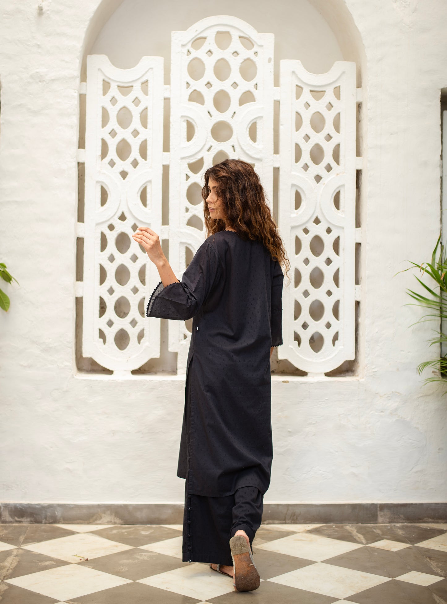 Blake Pant : Solid Black Swiss Dot Voile
