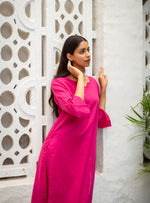 Cuff Kurta : Solid Rani Swiss Dot Voile