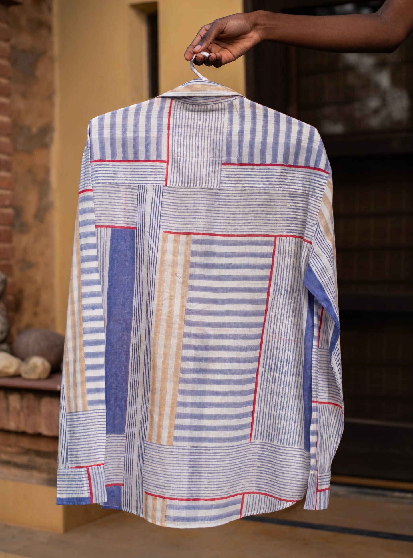 Xavier Shirt Full Sleeves : Crossroads Lines Blue Voile