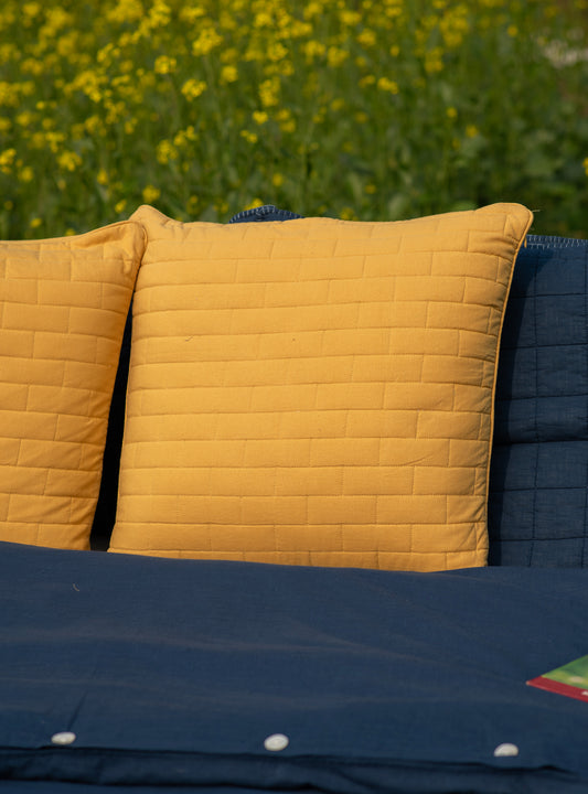 Solid Quilted : Cushion Cover Brick Gold