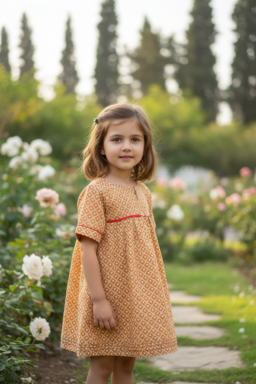 Kids Claire Dress : Boro Beige