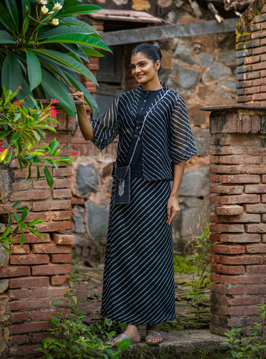 Wrap Skirt : Leheriya Black Kota Cotton