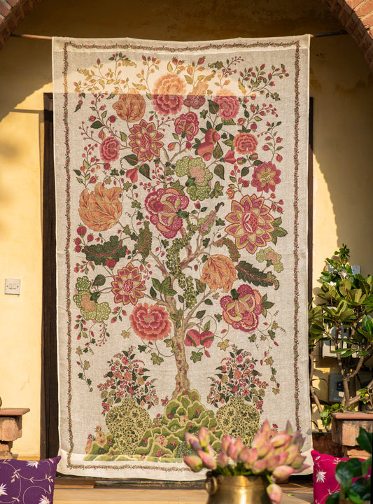 Voile Curtain : Tree of Life Cream