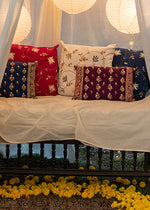 Embroidered Cushion Cover : Floral Natural Textured