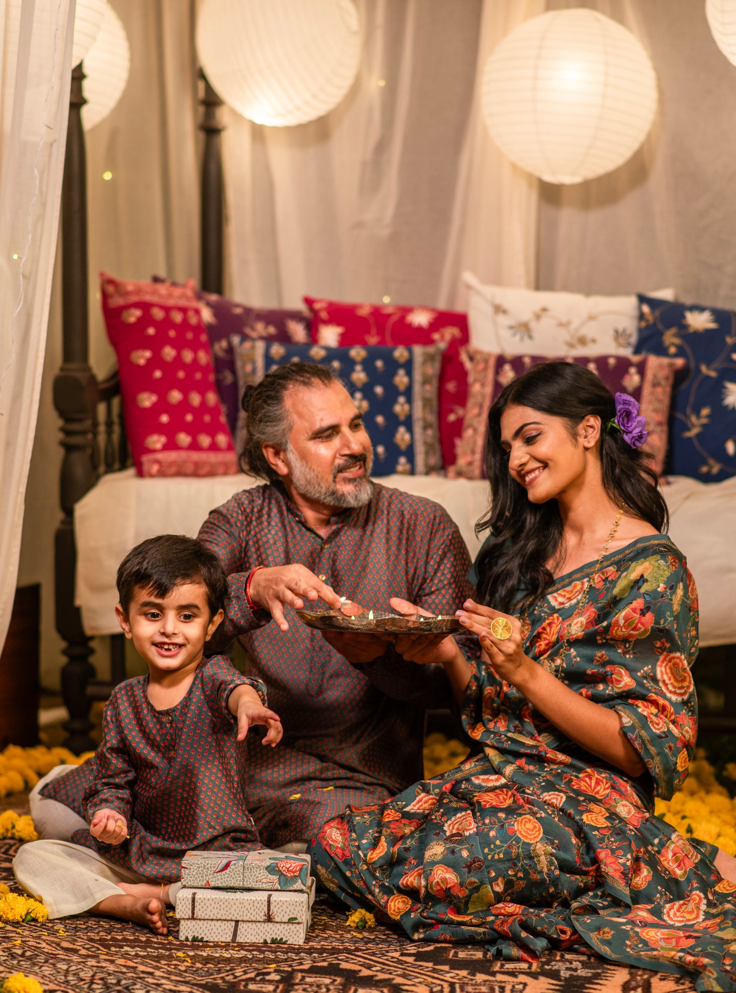 Mens Kurta Long : Alaknanda Emerald Chanderi