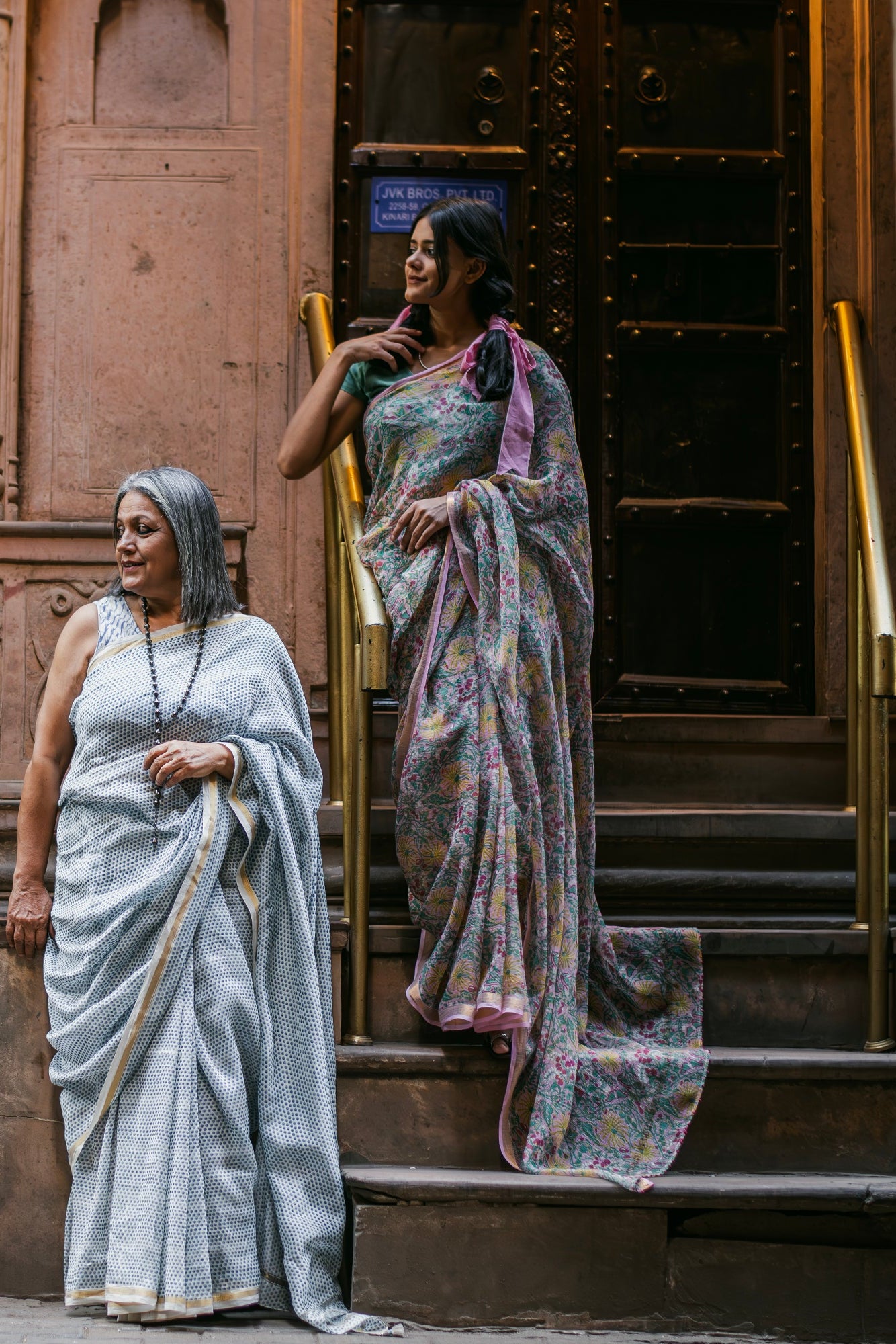 Saree : Laurel Dotty Blue Chanderi