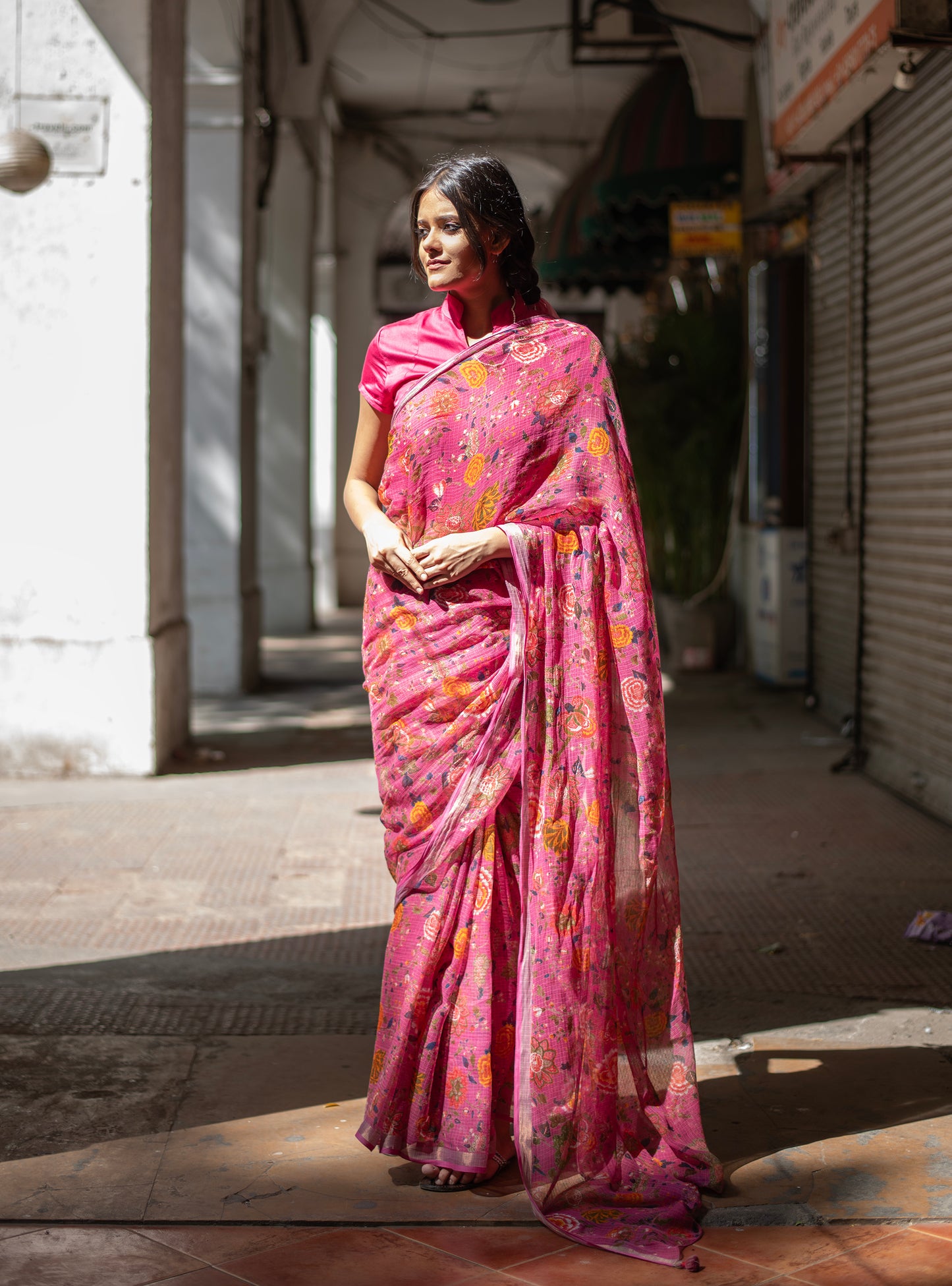 Saree : Malabar Azalea Kota Cotton