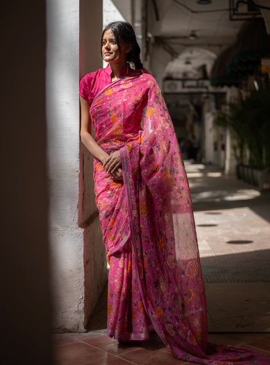 Saree : Malabar Azalea Kota Cotton