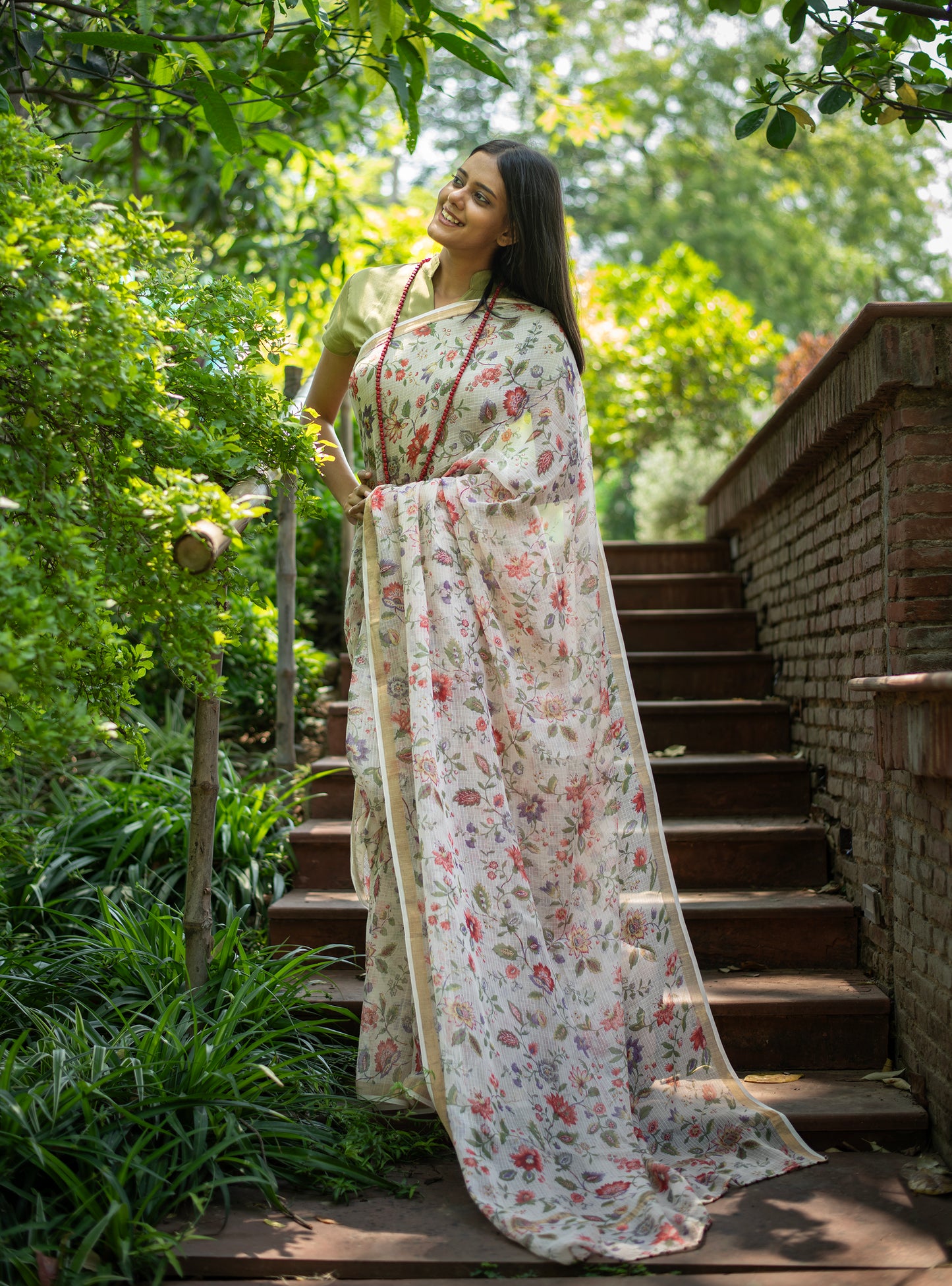 Saree : Floral Primrose Kota Cotton