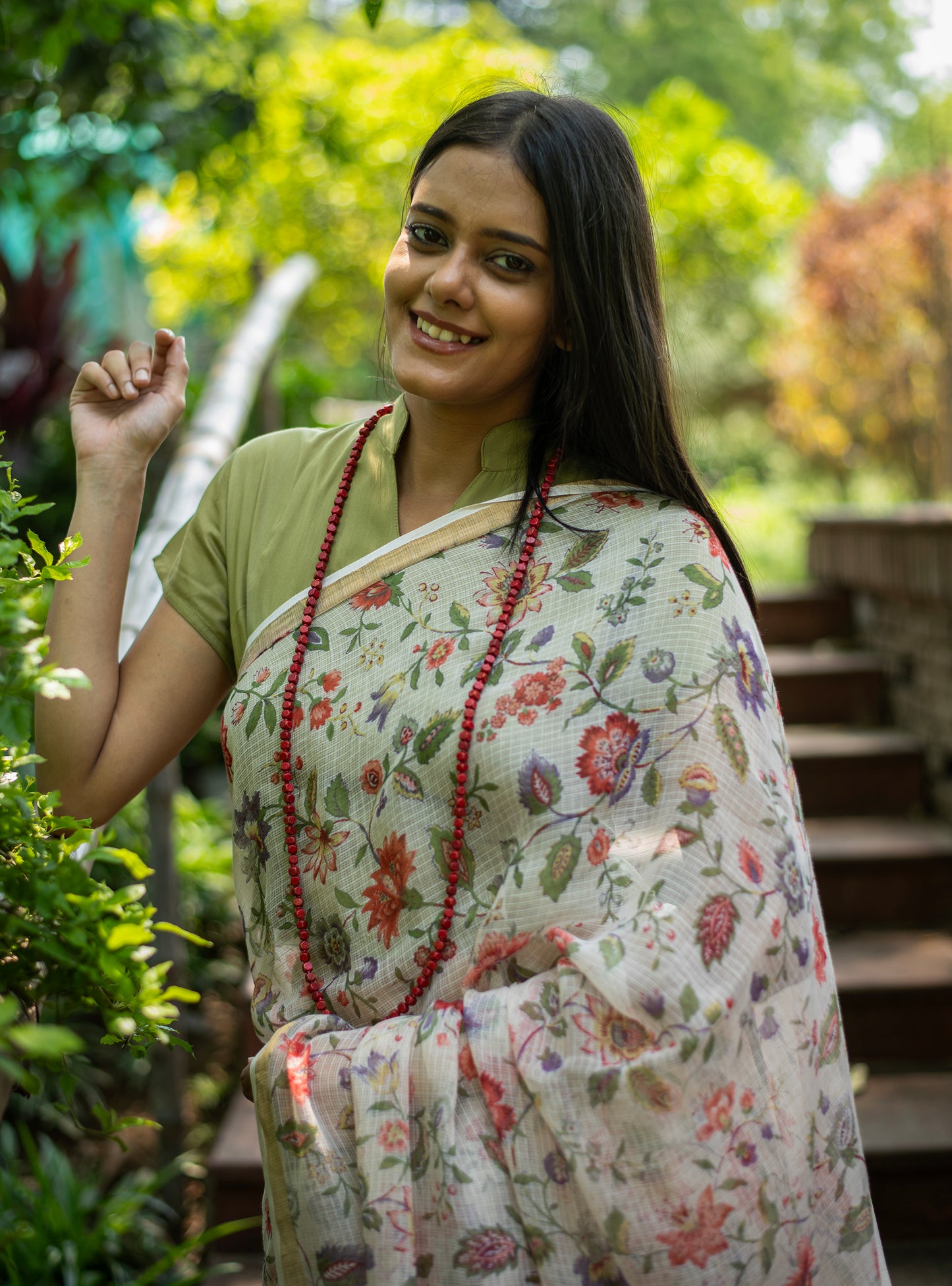 Saree : Floral Primrose Kota Cotton