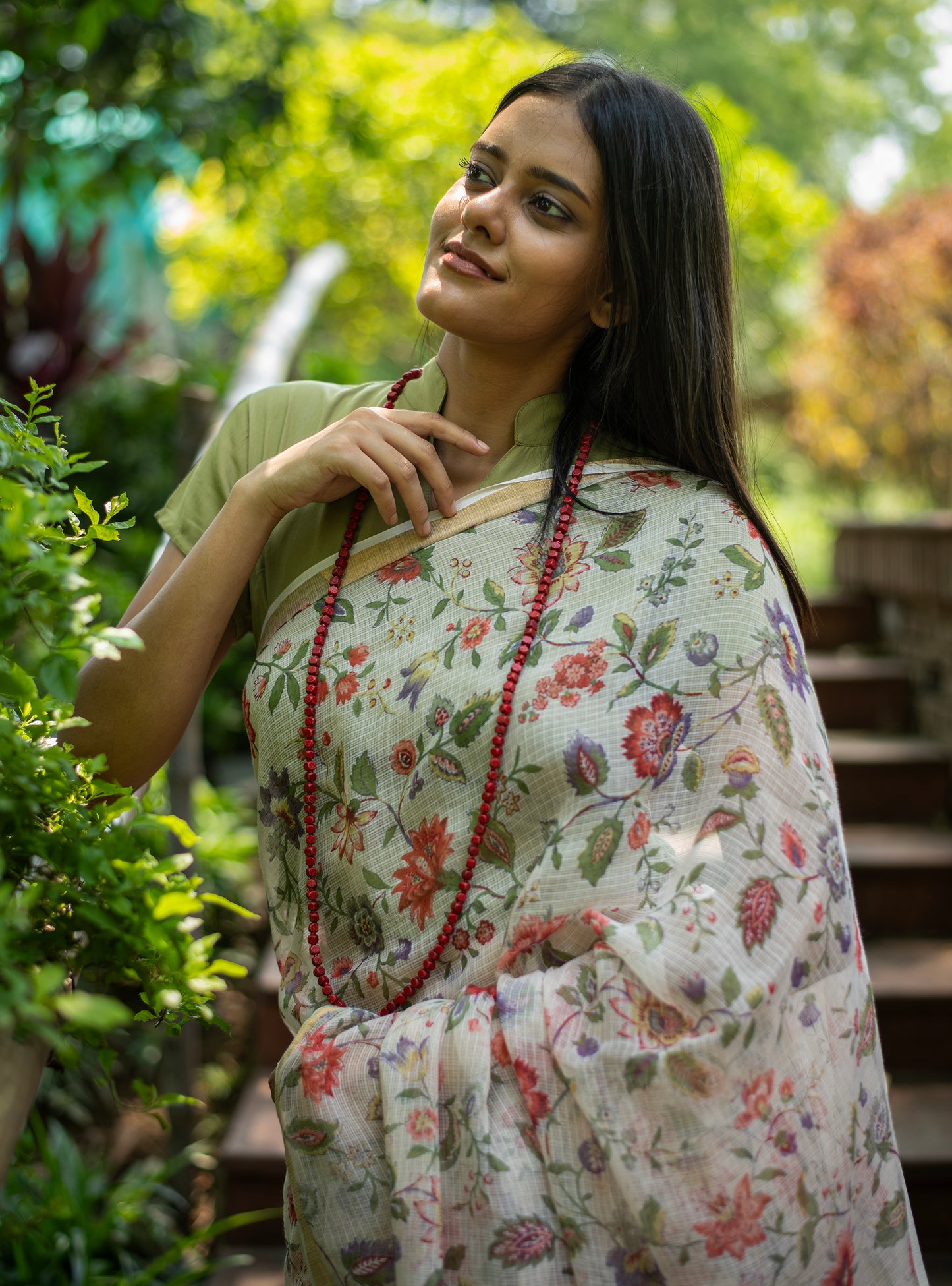 Saree : Floral Primrose Kota Cotton