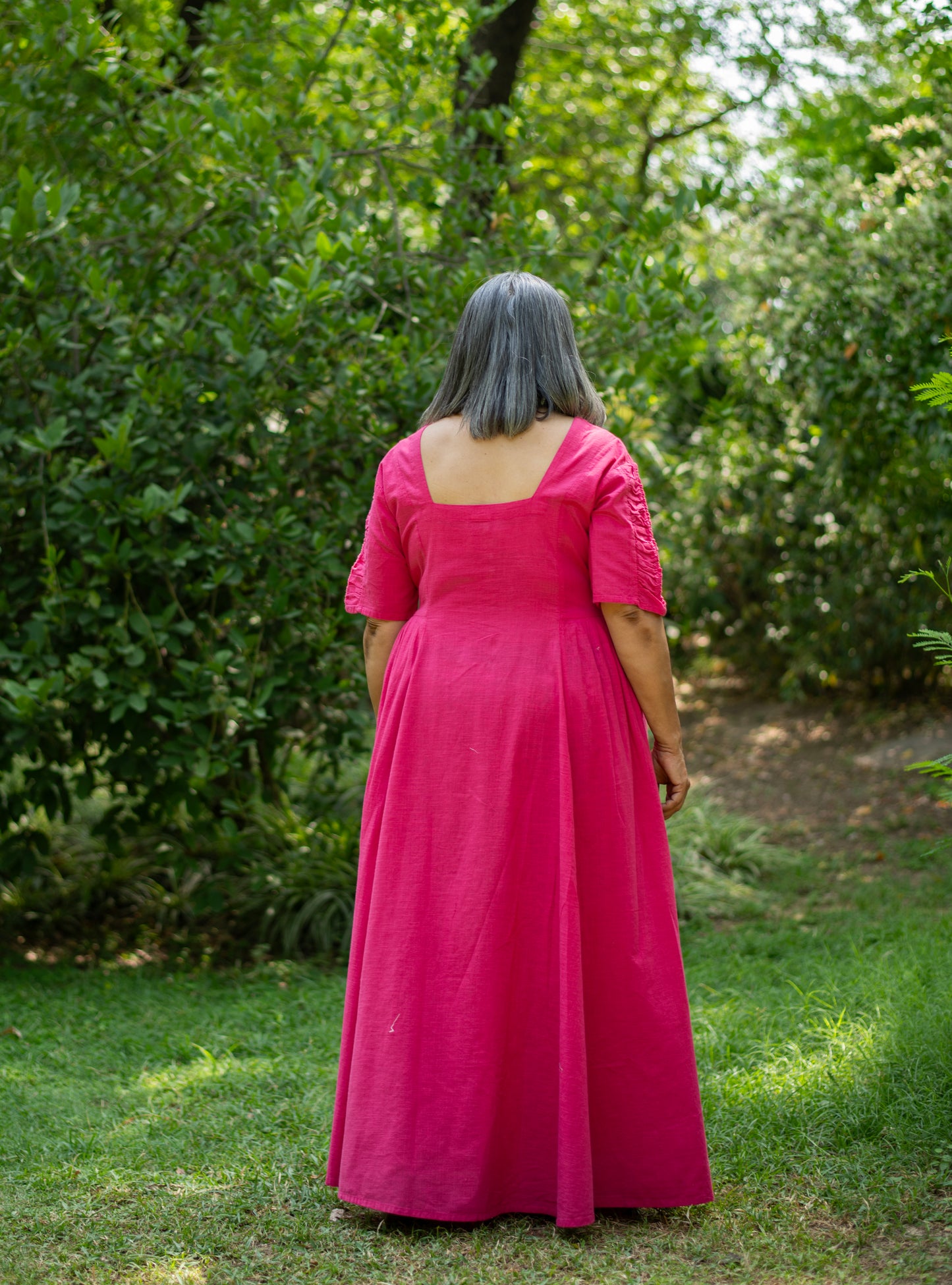 Daisy Dress : Solid Azalea Slub