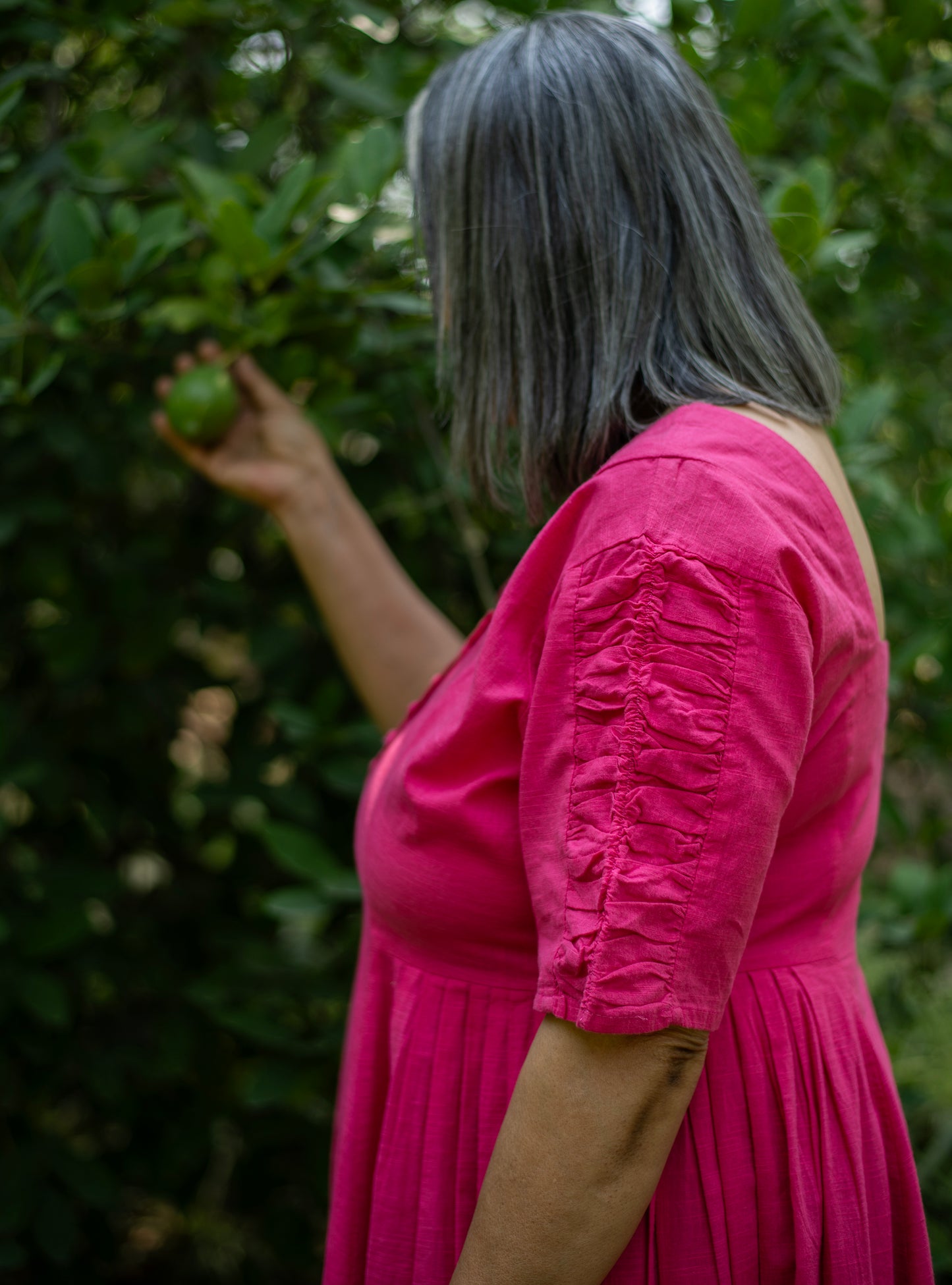 Daisy Dress : Solid Azalea Slub