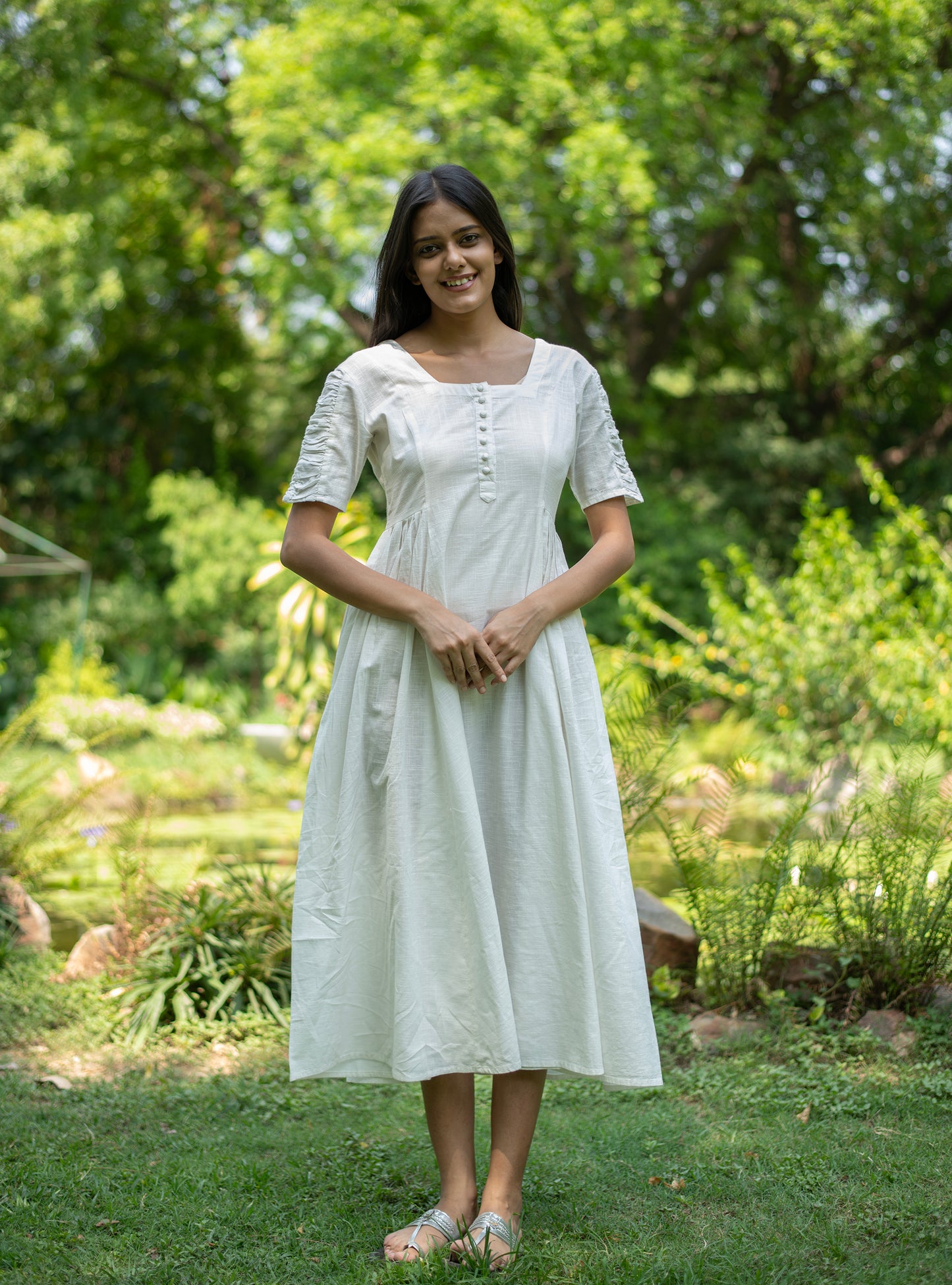 Daisy Dress : Solid White Slub