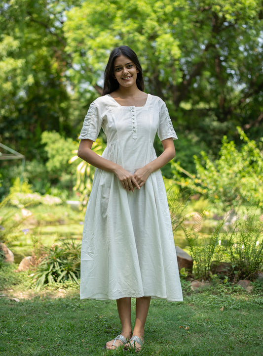 Daisy Dress : Solid White Slub