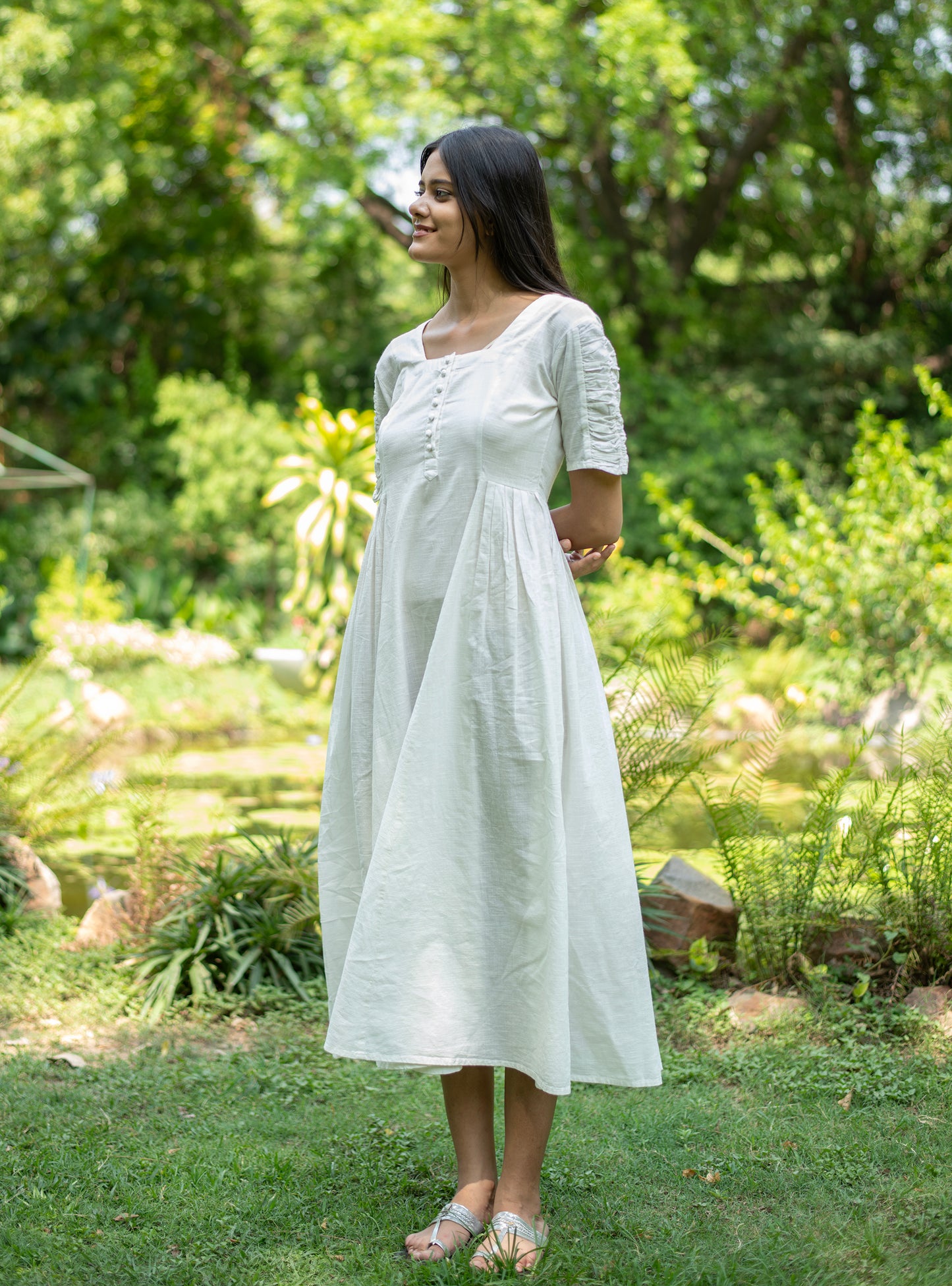 Daisy Dress : Solid White Slub