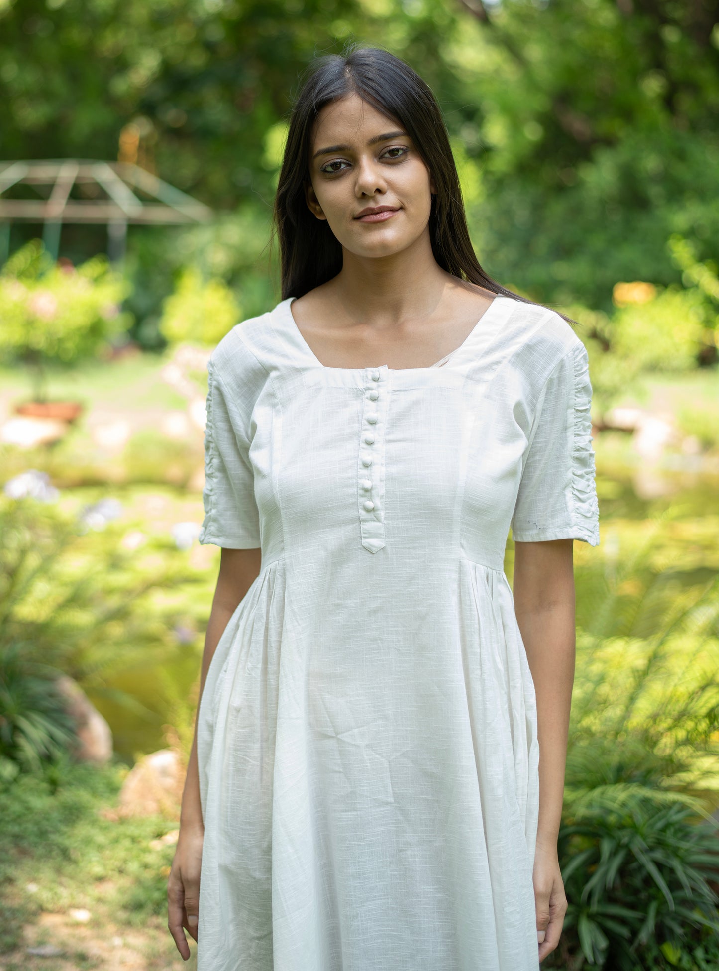 Daisy Dress : Solid White Slub