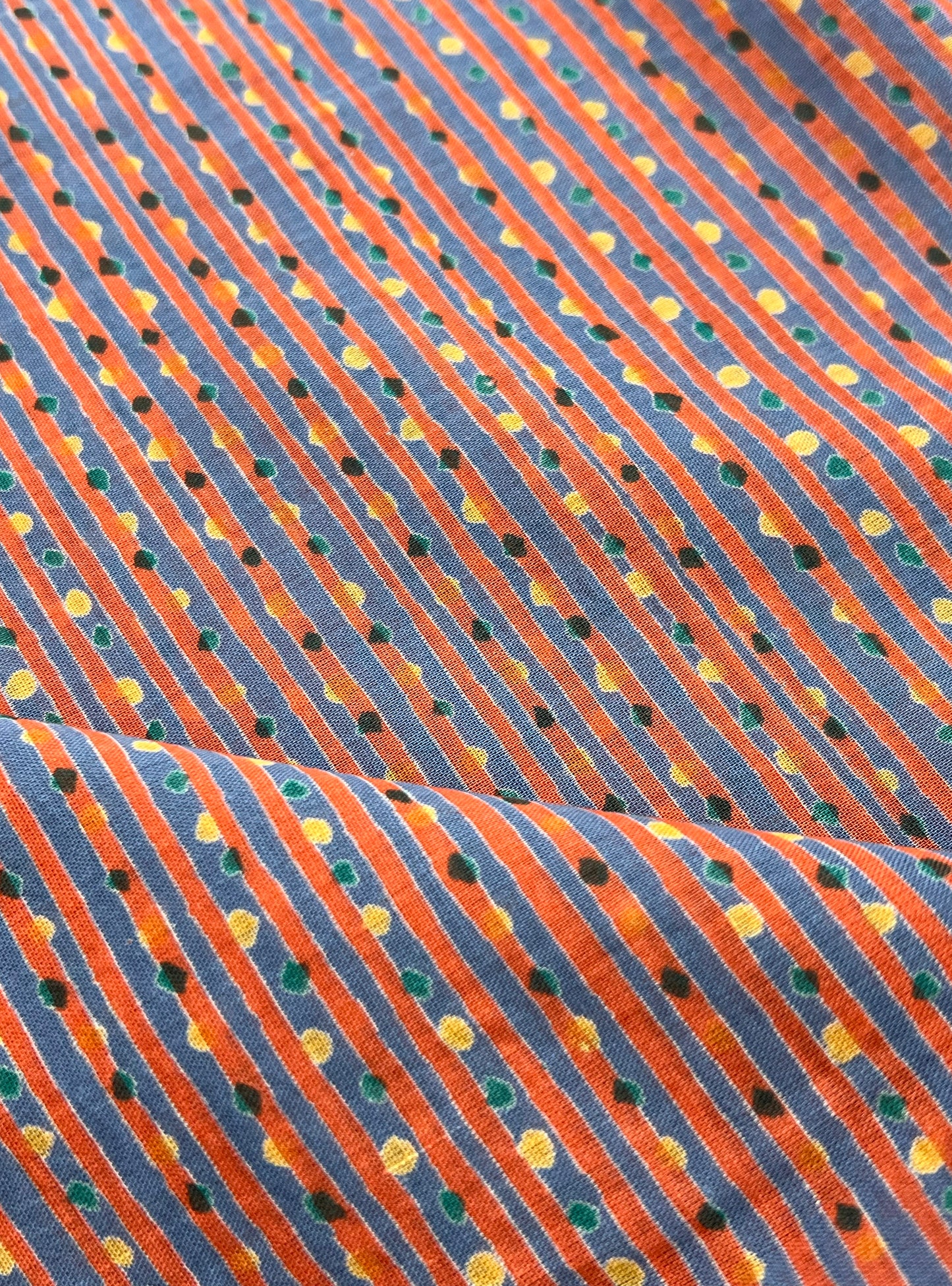 Cotton Voile  Fabric  : Dots & Lines Blue
