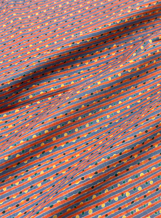 Cotton Voile  Fabric  : Dots & Lines Blue
