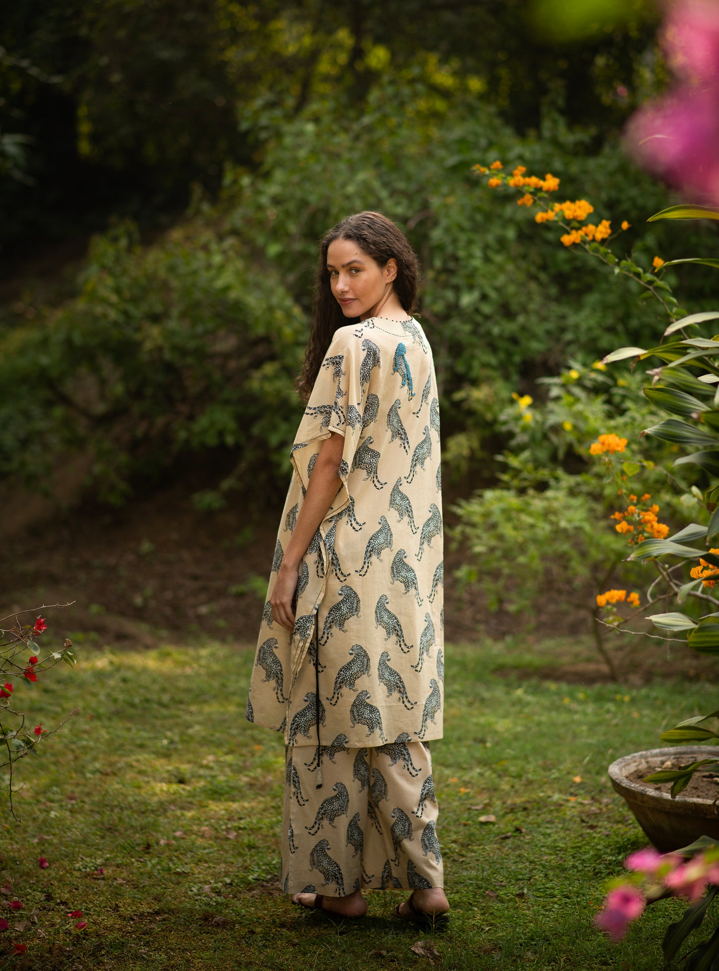 Ellie Pant : Leopard Beige Voile