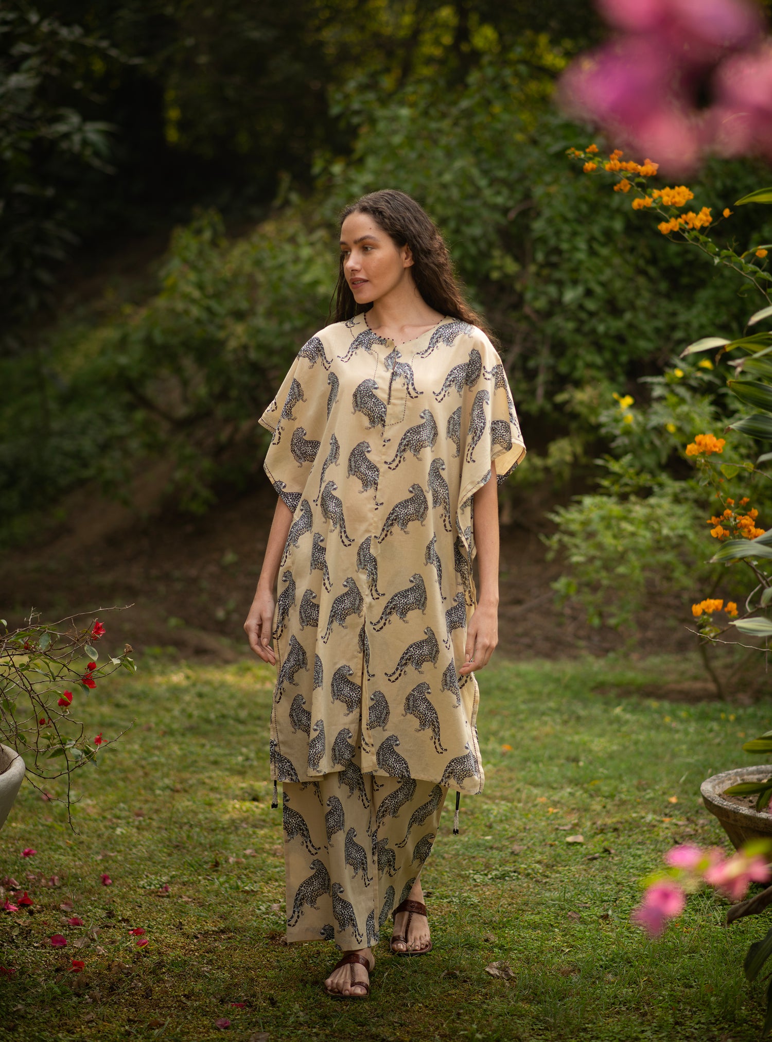 Ellie Pant : Leopard Beige Voile